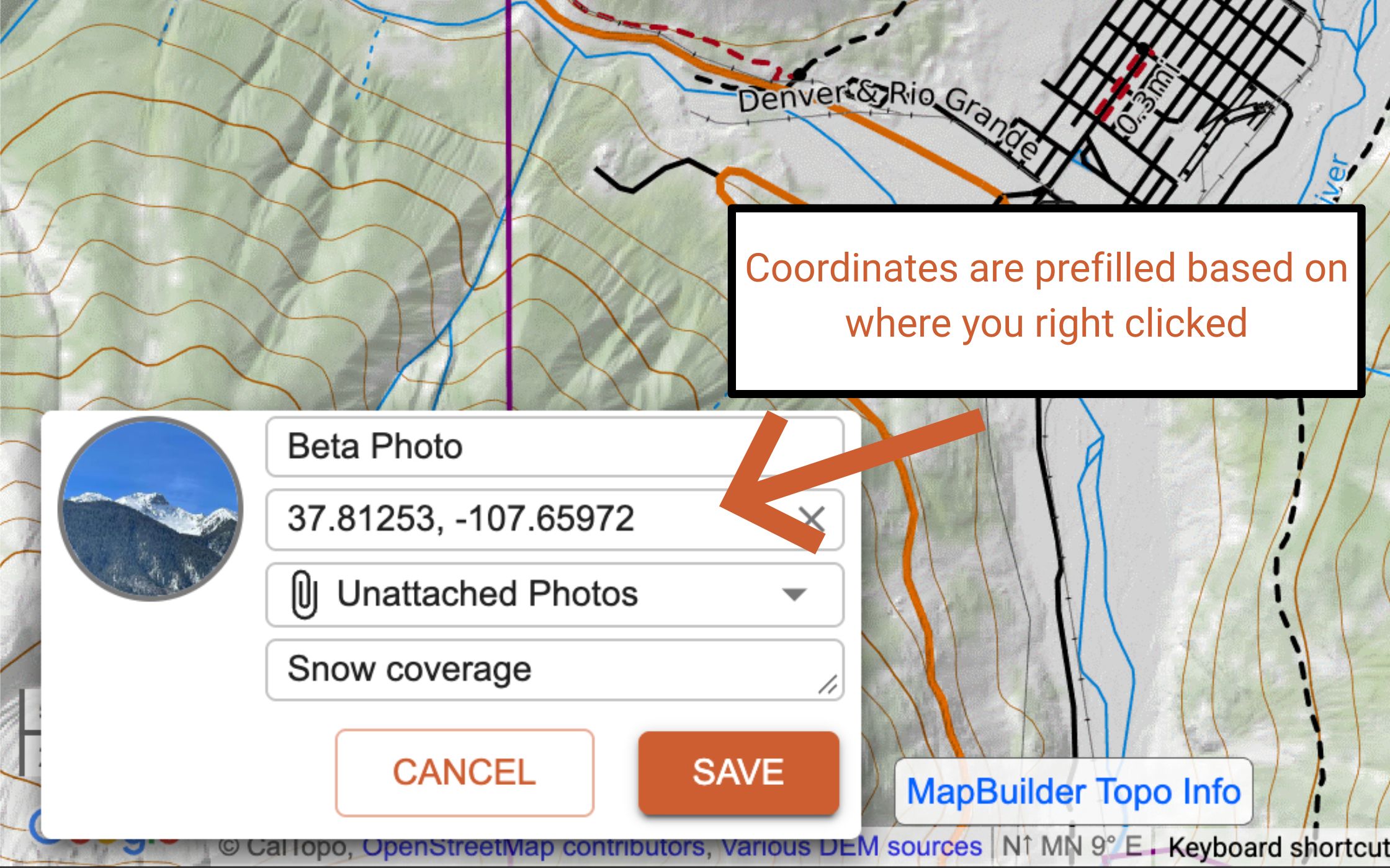 Prefilled coordinates